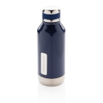 Gourde avec fonction thermos et plaque pour logo 500 ml Logo Plate couleur bleu foncé vue avec logo