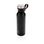 Gourde isotherme avec logo et poignée en silicone 600 ml Carry Loop couleur noir vue avec logo