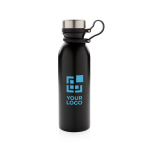 Gourde isotherme avec logo et poignée en silicone 600 ml Carry Loop couleur noir avec zone d'impression