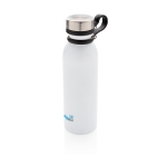Gourde isotherme avec logo et poignée en silicone 600 ml Carry Loop couleur blanc vue avec logo