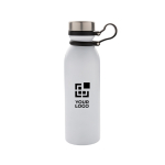 Gourde isotherme avec logo et poignée en silicone 600 ml Carry Loop couleur blanc avec zone d'impression