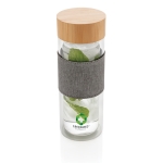 Petites gourdes en verre personnalisées 360 ml Infuser Sleeve couleur transparent vue avec logo