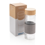 Petites gourdes en verre personnalisées 360 ml Infuser Sleeve couleur transparent vue avec boîte