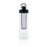 Gourde en tritan pour eau avec infuseur de fruits 700 ml Fruit Flavors couleur noir vue avec logo