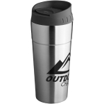 Tasse thermique en acier avec couvercle à pression 500 ml Avenue Smart couleur argenté deuxième vue avec logo