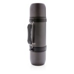 Bouteille isotherme publicitaire en inox avec 2 tasses 700ml Portable couleur gris foncé deuxième vue
