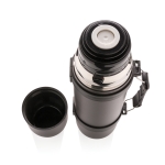 Bouteille isotherme publicitaire en inox avec 2 tasses 700ml Portable couleur gris foncé huitième vue