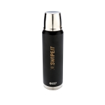 Bouteille isotherme avec housse anti-usure1L Swiss Peak Large couleur noir vue avec logo