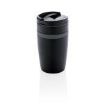 Mugs thermos promotionnels compacts avec bande en silicone 280ml Strip couleur noir