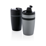 Mugs thermos promotionnels compacts avec bande en silicone 280ml Strip couleur noir vue générale