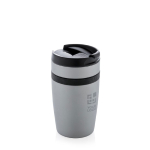 Mugs thermos promotionnels compacts avec bande en silicone 280ml Strip couleur gris avec zone d'impression