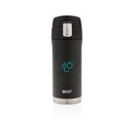 Petit thermos imprimé en acier inoxydable 300ml Swiss Peak Mini couleur noir vue avec logo
