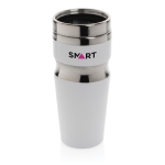 Mugs thermos en acier et plastique au design ergonomique 350ml Contour couleur blanc vue avec logo