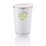 Verres thermiques en acier inoxydable au design moderne 350ml Trendy couleur blanc vue avec logo