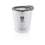 Mugs personnalisés compacts en acier inoxydable 227ml Essential couleur noir vue avec logo