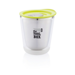 Mugs personnalisés compacts en acier inoxydable 227ml Essential couleur vert clair vue avec logo