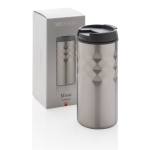 Petit mug isotherme en inox au design original 300ml Art Mini couleur argenté vue avec boîte