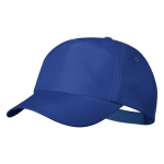 Casquette en RPET avec logo en quadrichromie et velcro Recycle RPET couleur bleu première vue