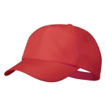 Casquette en RPET avec logo en quadrichromie et velcro Recycle RPET couleur rouge première vue