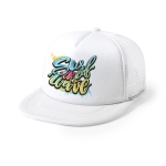 Casquette en polyester, visière plate rembourrée et dos en maille Surf couleur blanc troisième vue