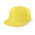 Casquette en polyester, visière plate rembourrée et dos en maille Surf couleur jaune première vue
