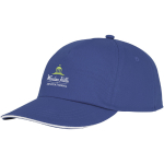 Casquette en coton 175 g/m², visière avec ligne blanche ClearLine Pro couleur bleu vue impression transfert