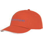 Casquette en coton 175 g/m², visière avec ligne blanche ClearLine Pro couleur orange vue impression transfert
