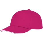 Casquette en coton 175 g/m², visière avec ligne blanche ClearLine Pro couleur rose deuxième vue frontale