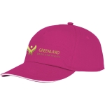 Casquette en coton 175 g/m², visière avec ligne blanche ClearLine Pro couleur rose vue impression transfert