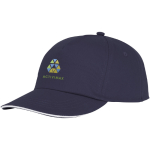 Casquette en coton 175 g/m², visière avec ligne blanche ClearLine Pro couleur bleu marine vue impression transfert