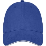 Casquette en coton 260 g/m² à 6 panneaux avec boucle ClearLine Metal couleur bleu deuxième vue frontale