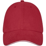 Casquette en coton 260 g/m² à 6 panneaux avec boucle ClearLine Metal couleur rouge deuxième vue frontale