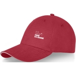 Casquette en coton 260 g/m² à 6 panneaux avec boucle ClearLine Metal couleur rouge vue impression transfert