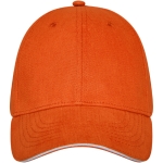 Casquette en coton 260 g/m² à 6 panneaux avec boucle ClearLine Metal couleur orange deuxième vue frontale