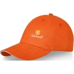 Casquette en coton 260 g/m² à 6 panneaux avec boucle ClearLine Metal couleur orange vue impression transfert