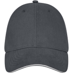 Casquette en coton 260 g/m² à 6 panneaux avec boucle ClearLine Metal couleur gris foncé deuxième vue frontale