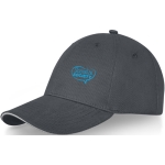 Casquette en coton 260 g/m² à 6 panneaux avec boucle ClearLine Metal couleur gris foncé vue impression transfert
