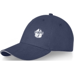 Casquette en coton 260 g/m² à 6 panneaux avec boucle ClearLine Metal couleur bleu marine vue impression transfert