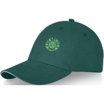 Casquette en coton 260 g/m² à 6 panneaux avec boucle ClearLine Metal couleur vert foncé vue impression transfert