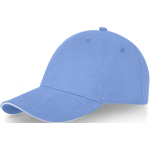 Casquette en coton 260 g/m² à 6 panneaux avec boucle ClearLine Metal couleur bleu ciel