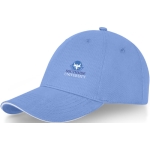 Casquette en coton 260 g/m² à 6 panneaux avec boucle ClearLine Metal couleur bleu ciel vue impression transfert