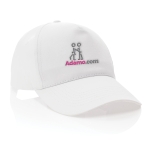 Casquette brodée en coton recyclé 190 g/m² avec visière incurvée Eco couleur blanc vue avec logo