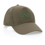 Casquette brodée en coton recyclé 190 g/m² avec visière incurvée Eco couleur vert militaire vue avec logo