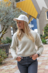 Casquette personnalisée en coton recyclé 280 g/m² couleur blanc vue d'ambience 3