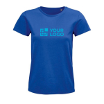T-shirt publicitaire pour femmes en coton bio 175 g/m² SOL'S Pioneer couleur bleu roi vue avec zone d'impression