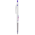Stylo personnalisé avec bouton poussoir à encre noire BIC® M10® Clip couleur blanc