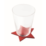 4 sous-verres en feutre en forme d'étoile couleur rouge quatrième vue