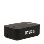 Lunch box en PP avec support pour téléphone Bon Appetit couleur noir vue avec zone d'impression