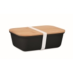 Lunch box de couleur en PP avec couvercle en bambou 1L Mix Bamboo couleur noir troisième vue