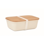 Lunch box de couleur en PP avec couvercle en bambou 1L Mix Bamboo couleur beige troisième vue